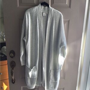 Women's Gray Open-Front Sweater